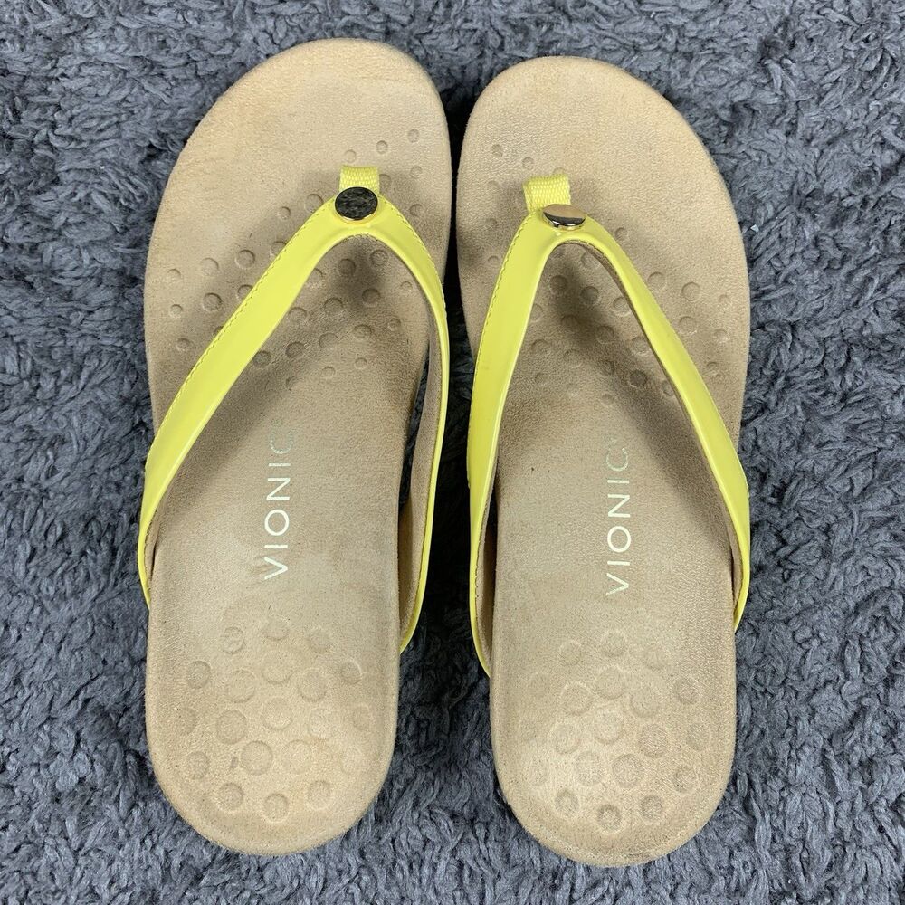VIONIC Mona Yellow Thong Sandal Orthotic Comfort Flip Flop Women's Size 7 - Picture 6 of 8